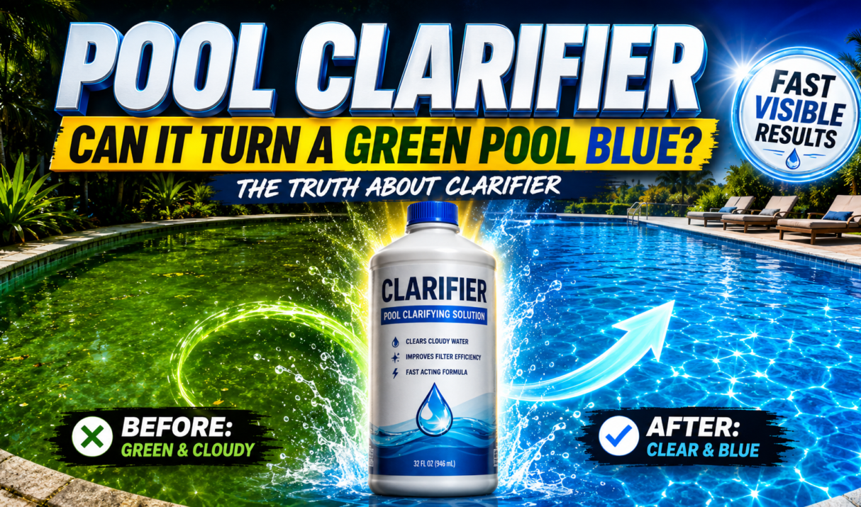 Does a clarifier turn my green pool blue?