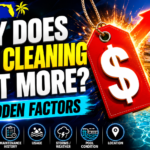 Why does pool cleaning cost more in Florida? Infographic showing 7 hidden factors that affect pool service prices, including pool size, equipment condition, maintenance history, usage, storms, and location.