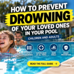 Happy family swimming in a residential pool illustrating smart prevention and how to prevent drowning of children and adults.